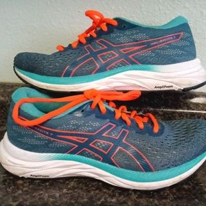 Women's 7 ASICS Gel Excite 7 Teal Orange Running Training Sneakers- 1012A562